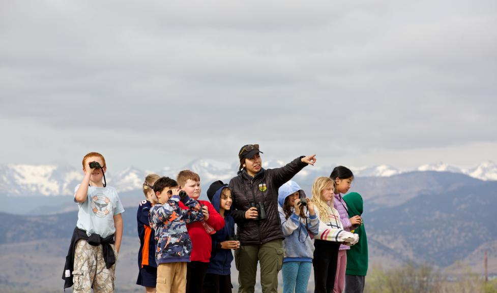 Children on nature hike with ranger