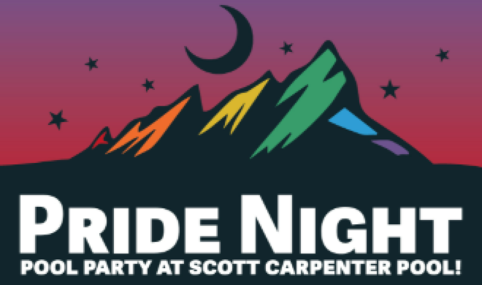Flyer for Pride Night Pool Party at Scott Carpenter Pool 2026