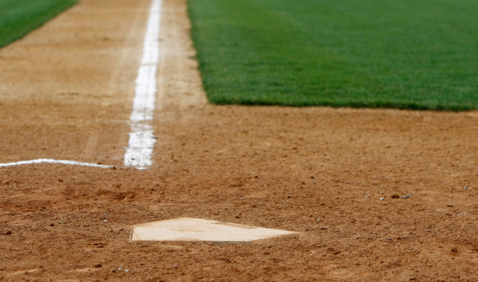 Picture of baseball diamond on field 