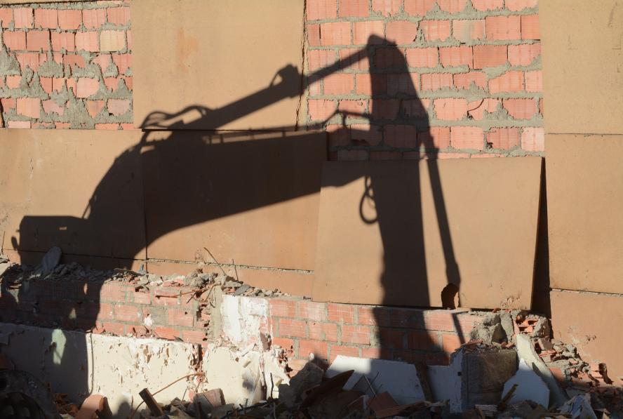 Demolition backhoe shadow