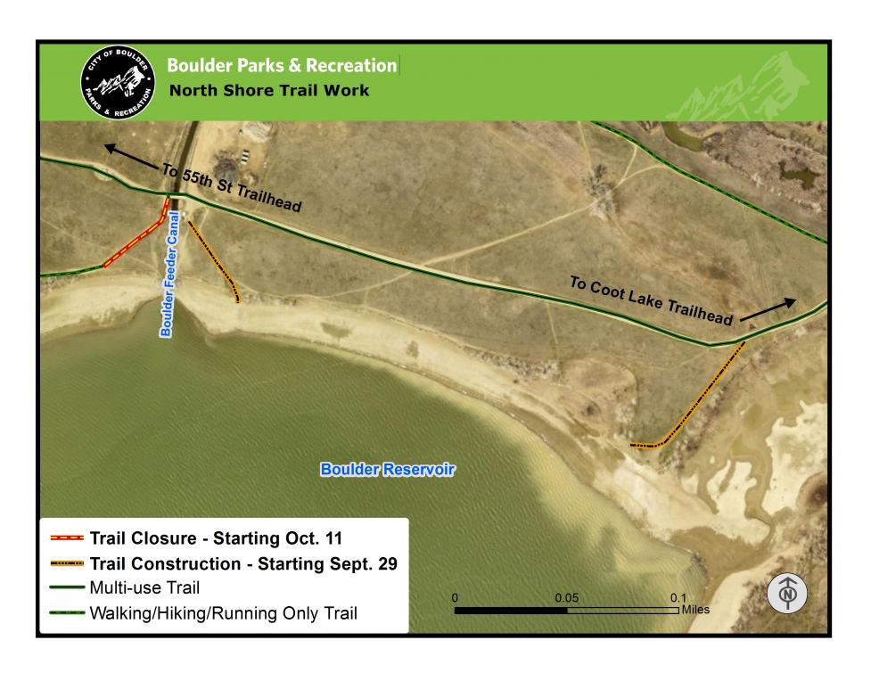 Trail work map for North Shore of Reservoir