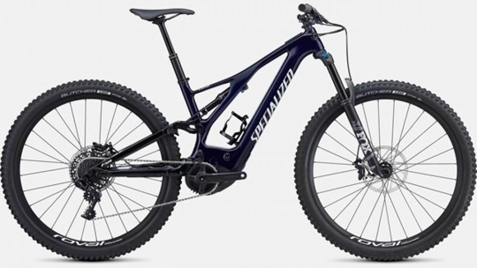 mountain bike blue with white lettering