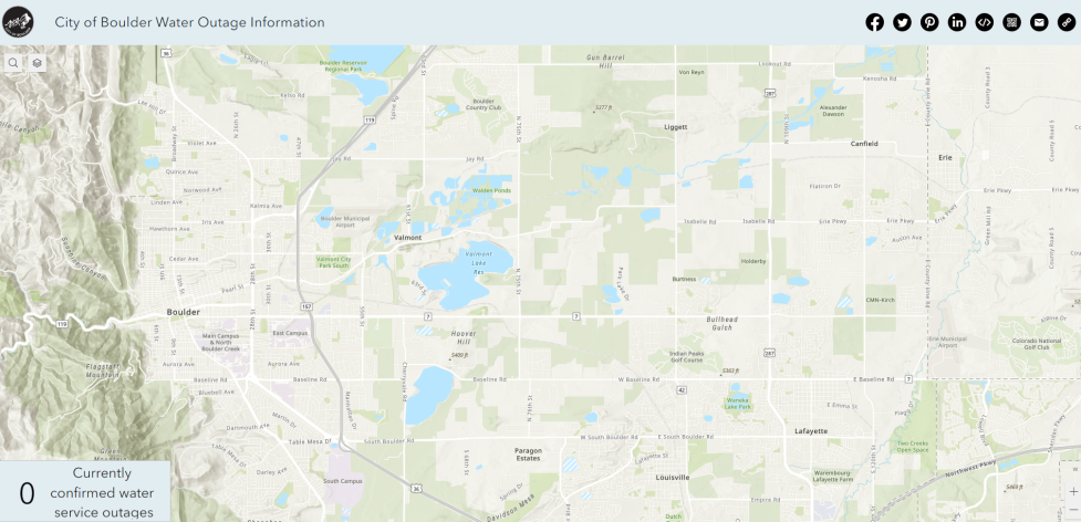 water outages map screenshot