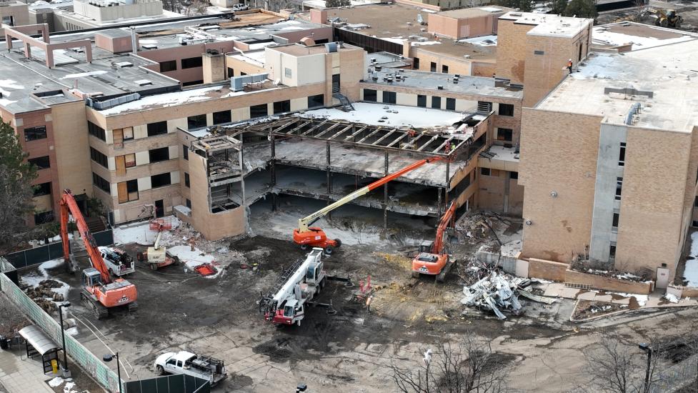 Boulder Community Hospital deconstruction aerial photograph