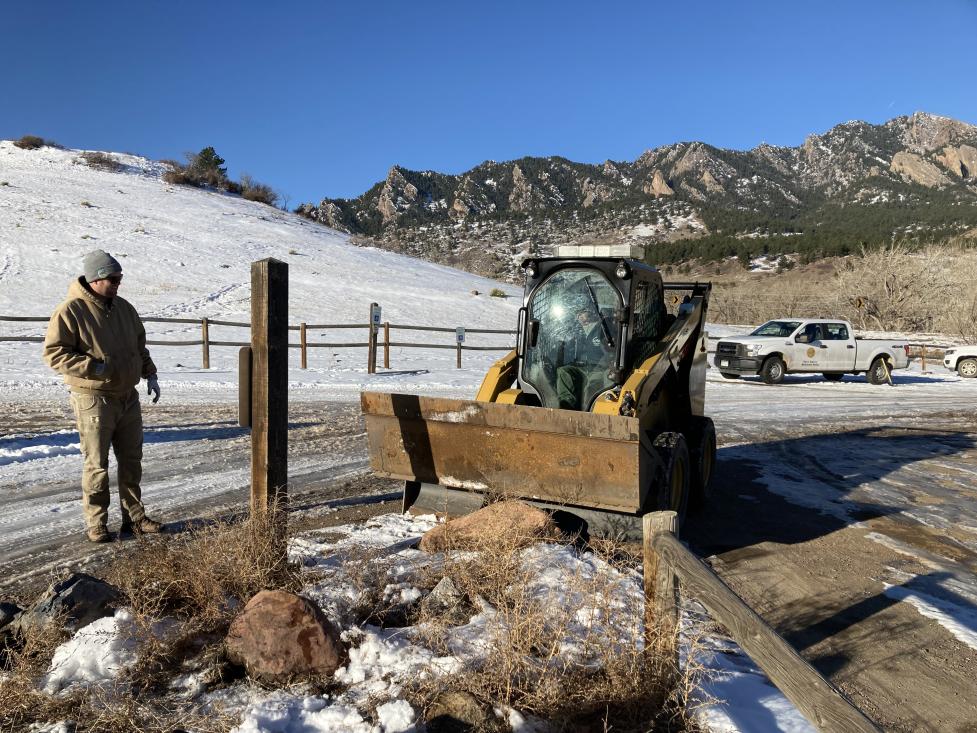 Work occurring at Doudy Draw Trailhead