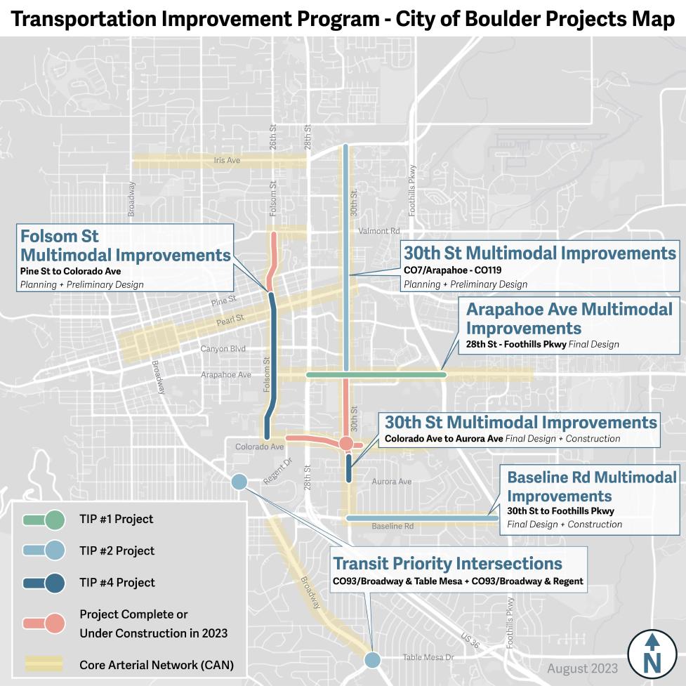 A map of Transportation Improvement Program projects