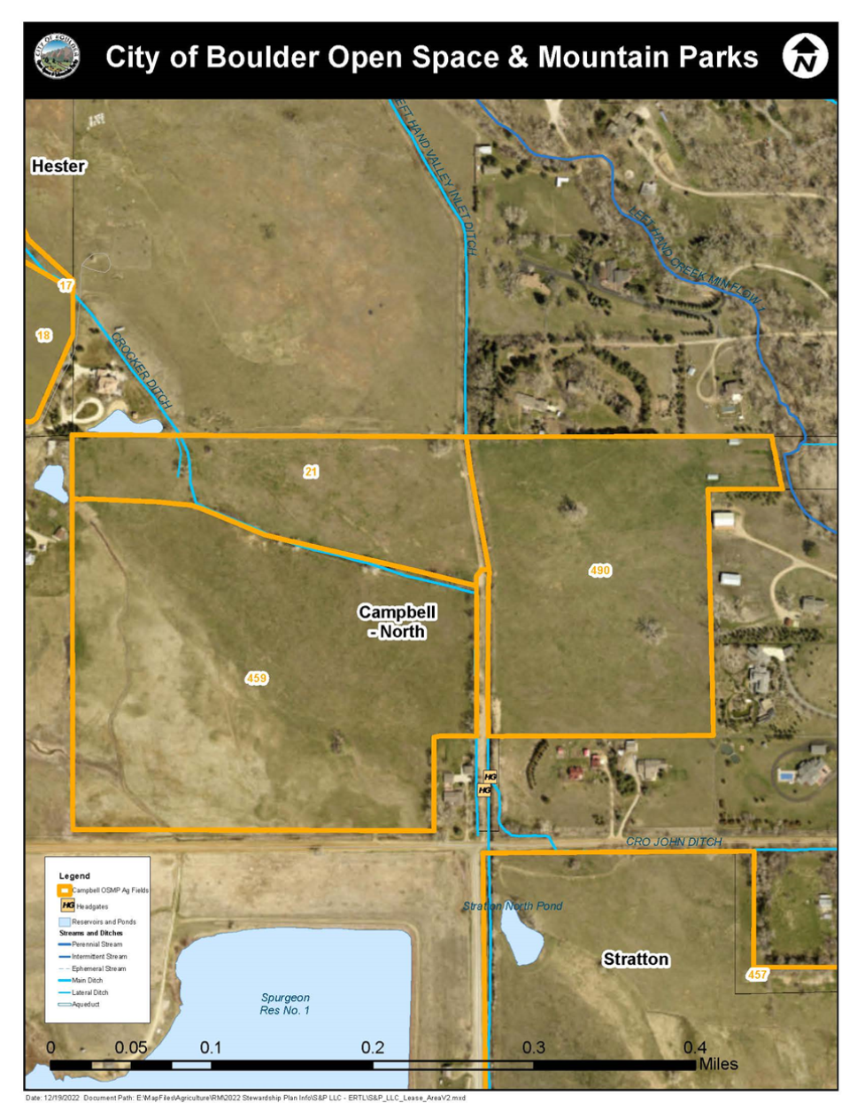 Map of the Campbell-North Property, located north/northwest of the Nebo Road and 39th St. intersection, is available for agricultural use.