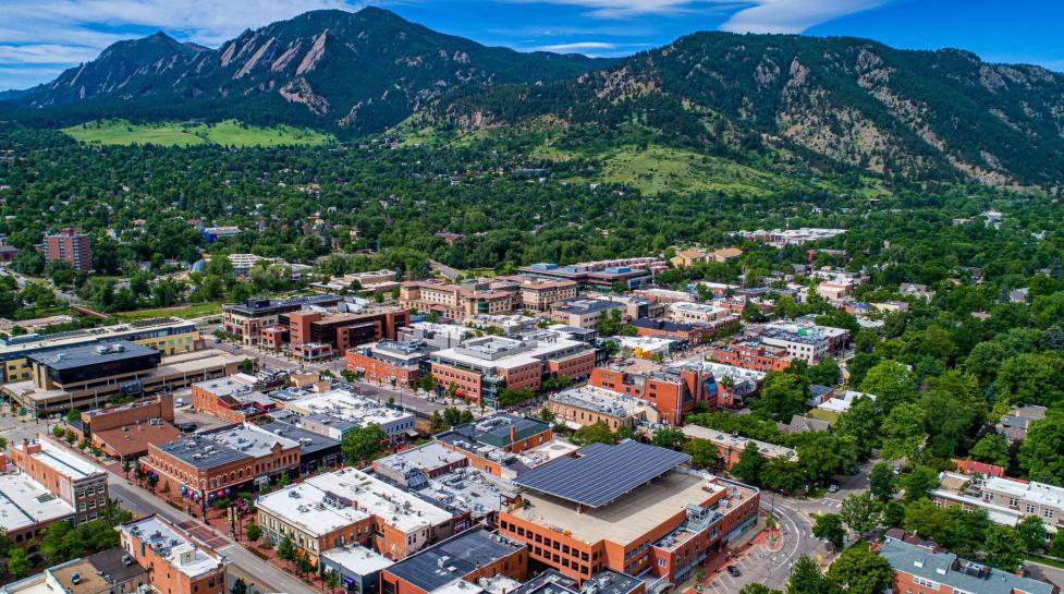 View of Flatirons and downtown
