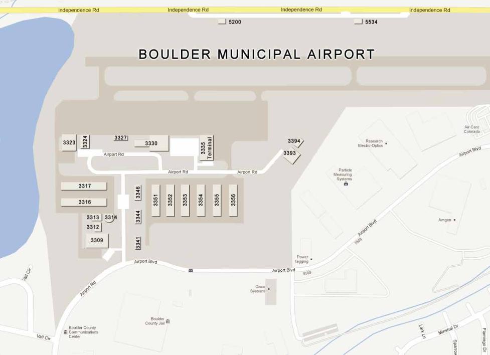 Airport Hangar Addresses Map. Detailed long description on webpage under 'Image long description' header.