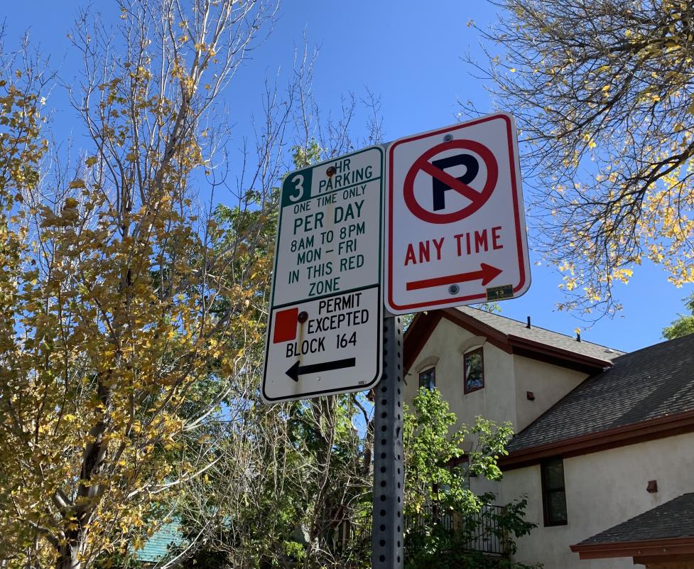 NPP zone signs indicating three hour limited parking without a permit
