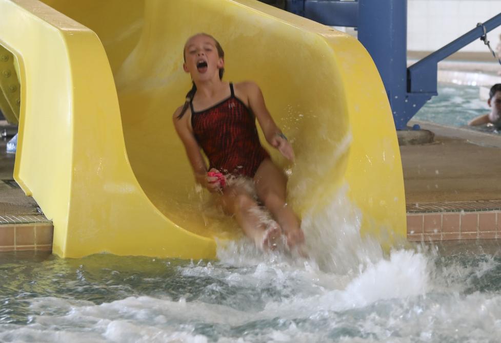 Girl on East Boulder Community Center water slide