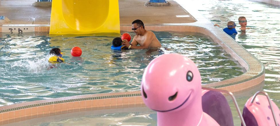Adult supervising children at East Boulder Community Center pool
