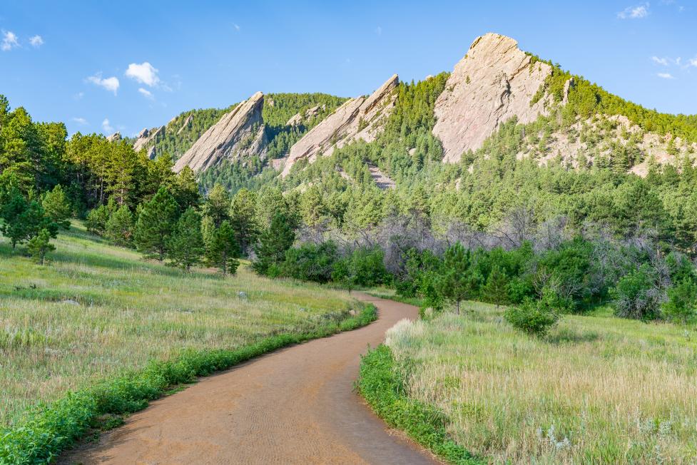 Chautauqua park trail in the spring