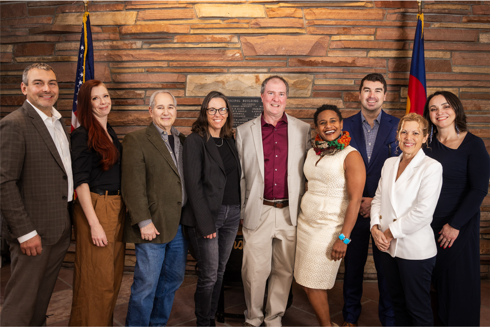 City Council: Ryan Schuchard, Lauren Folkerts (Mayor Pro Tem), Mark Wallach, Tina Marquis, Aaron Brockett (Mayor), Taishya Adams, Matt Benjamin, Tara Winer, and Nicole Speer