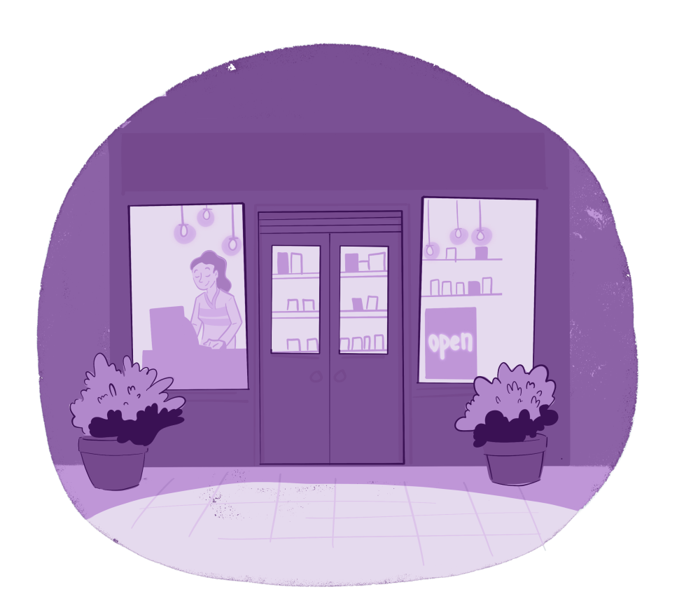 Illustration of woman in a shop