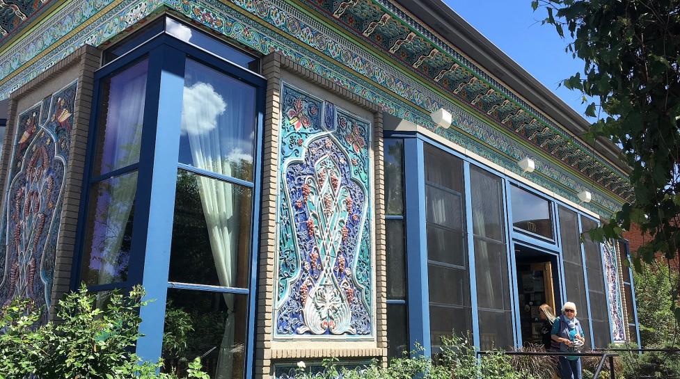 front of Dushanbe Teahouse