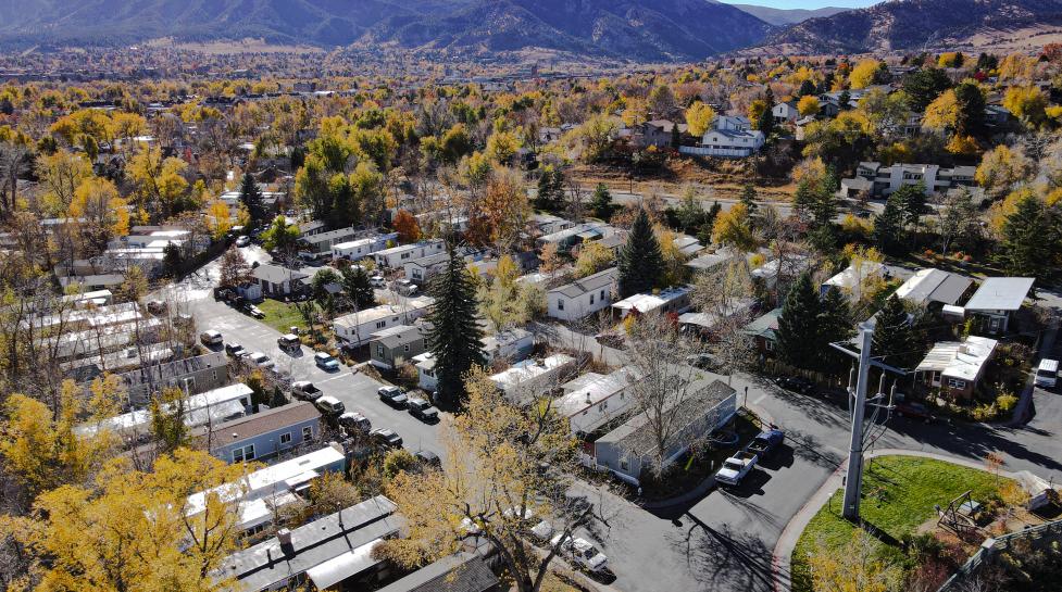 Aerial view of Mapleton mobile home park
