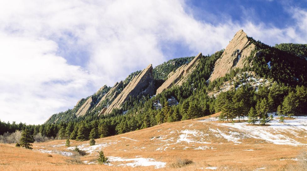 Boulder Flatirons in the spring