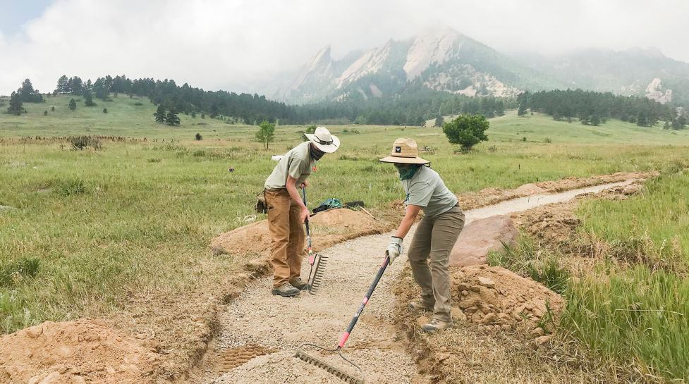 OSMP trail staff working in the Chautauqua Meadow area