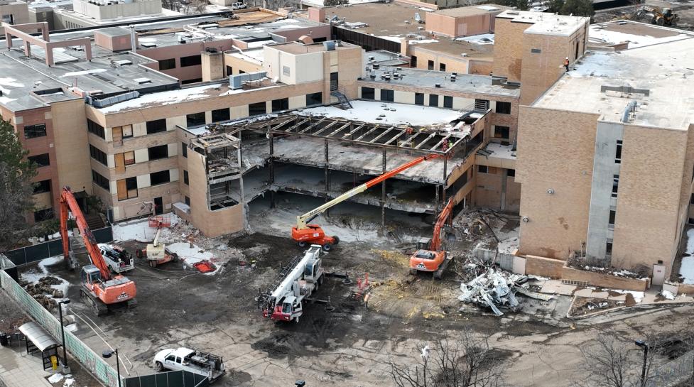 Boulder Community Hospital deconstruction aerial photograph
