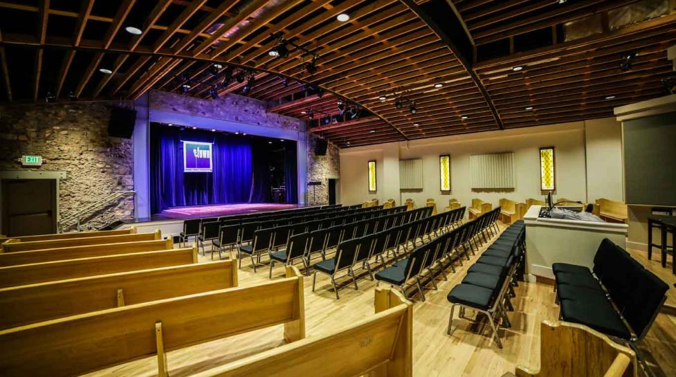 eTown Hall's performance venue and stage image