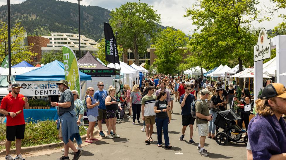 Photo of 2022 Boulder Creek Festival crowd near Main Boulder Public Library