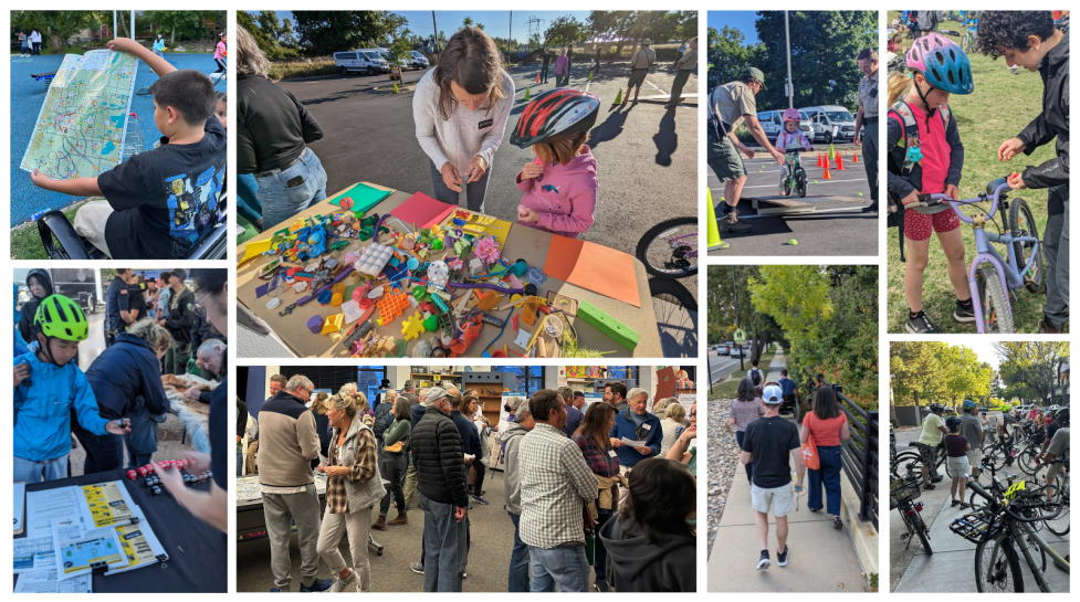 a collage of images of people participating in community engagement for the project