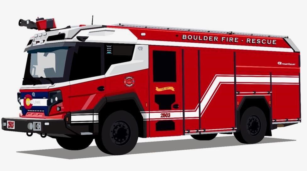 Boulder Fire Rescue Electric Engine mock-up of new electric fire engines