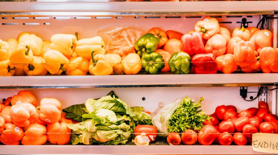 Fresh vegetables in a food fridge