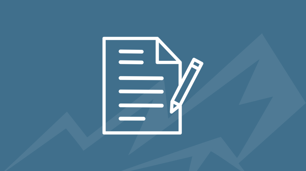 Pen and Paper Icon on Blue Background