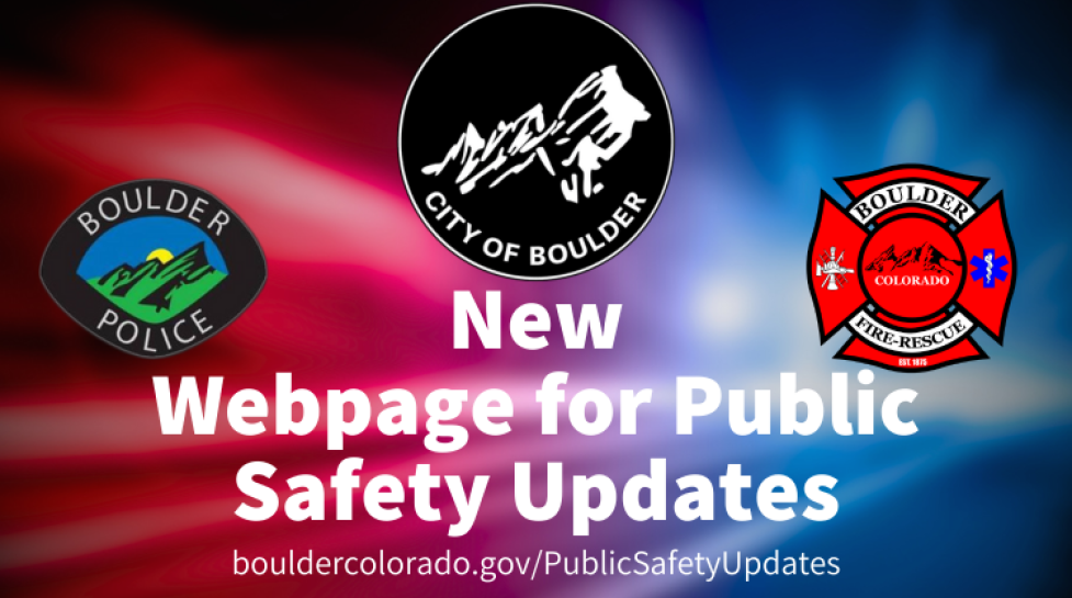 Decorative graphic header that says "New webpage for public safety updates"