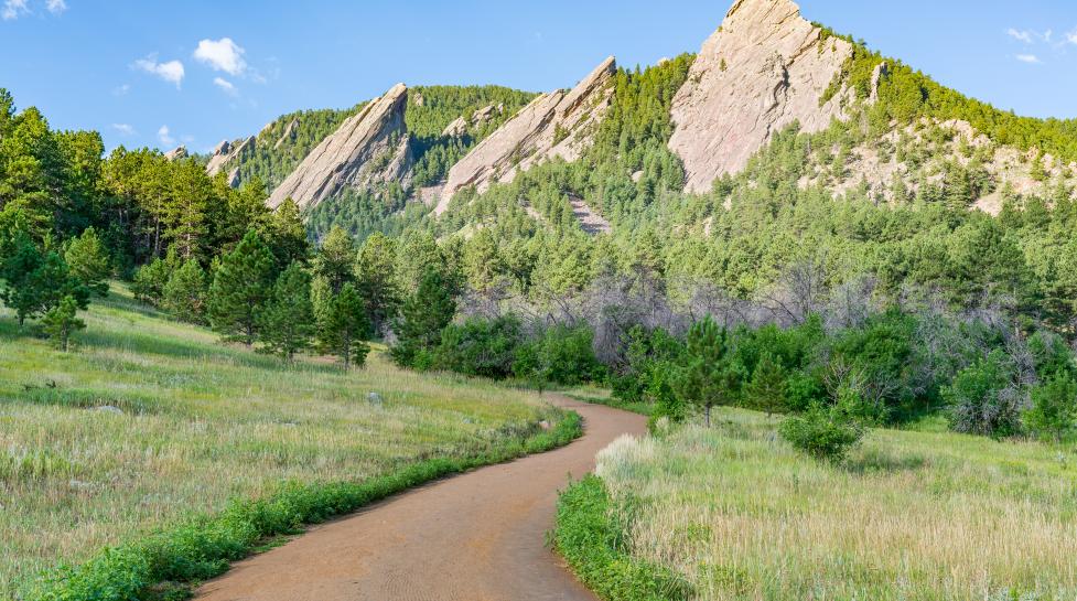 Chautauqua park trail in the spring