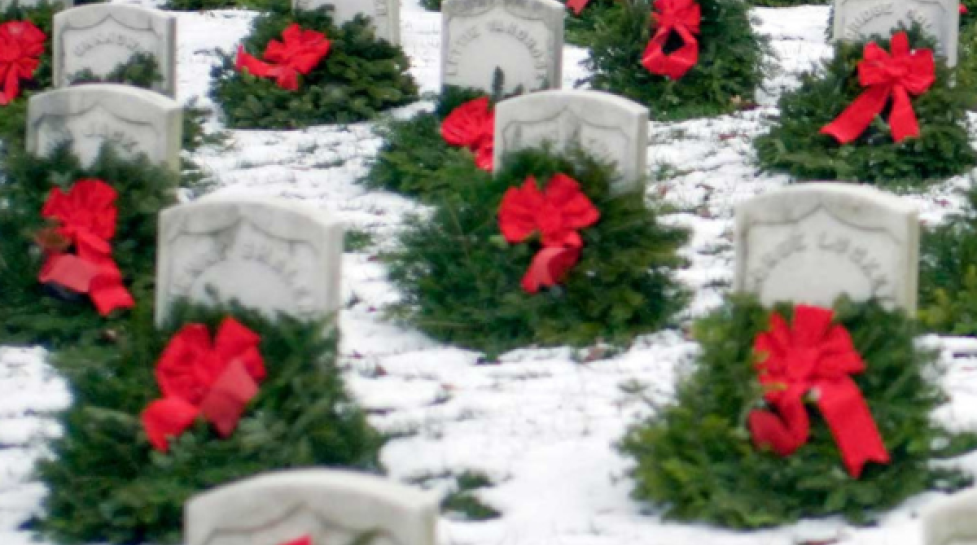 Wreaths on cemetery 