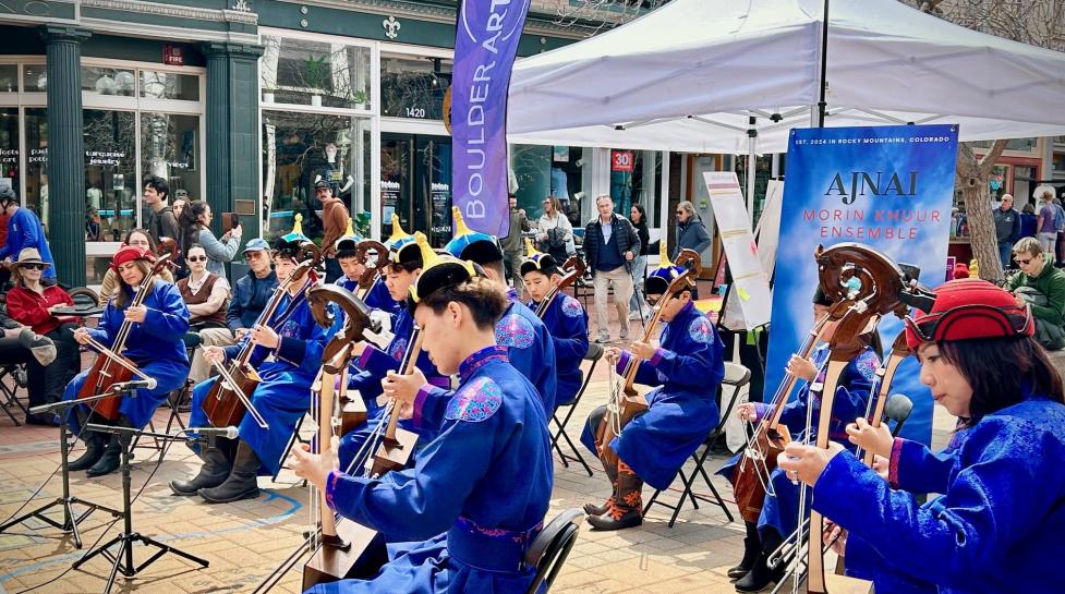Musical group performing on the Pearl Street Mall
