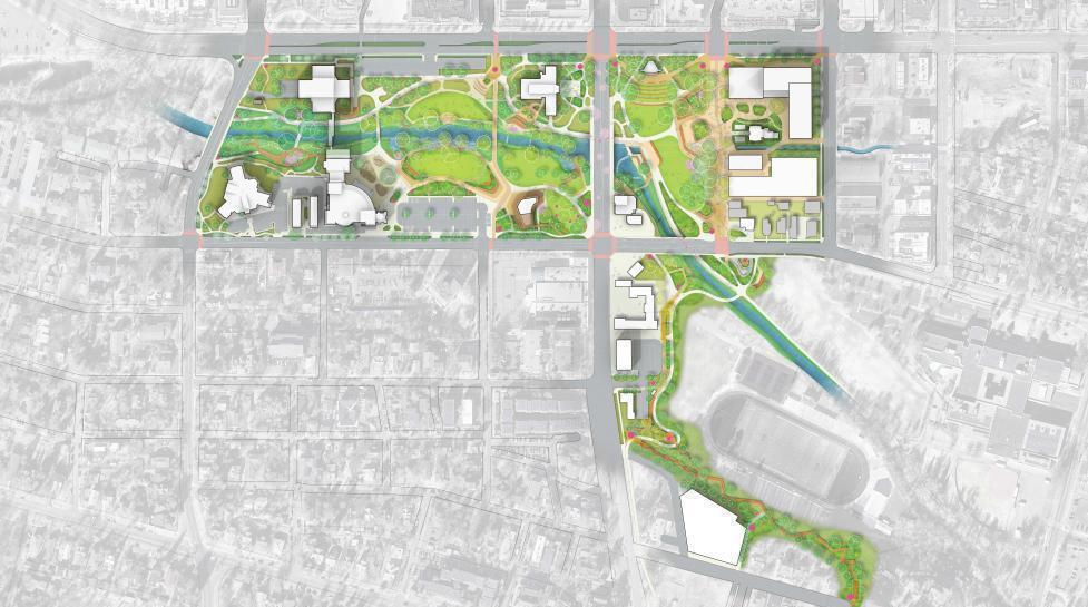 Map showing area of East Bookend Development, adjacent to Boulder Creek Park