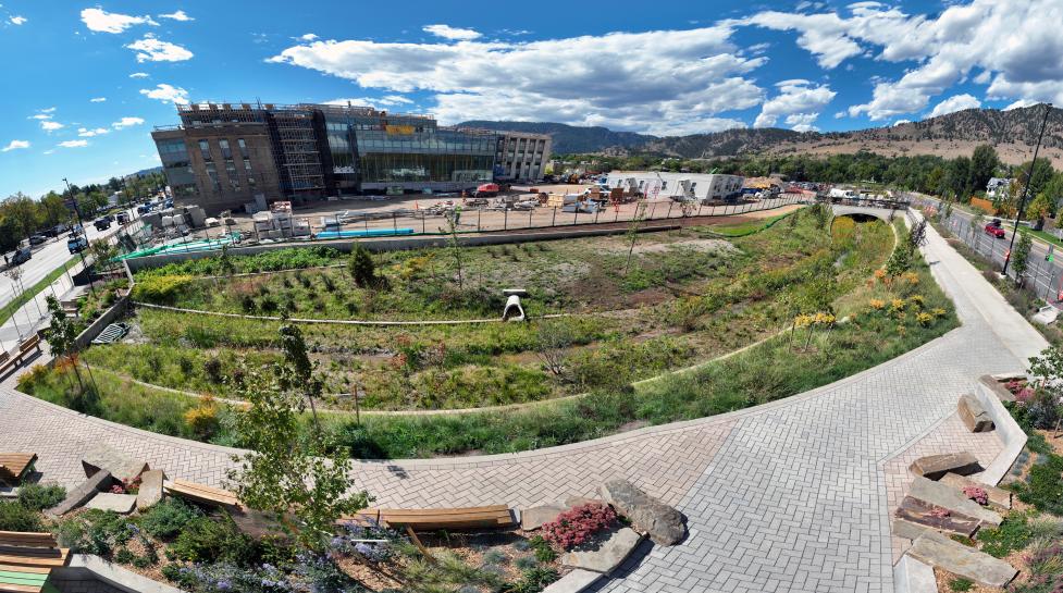 Panoramic photo of the Alpine Balsam Flood Channel
