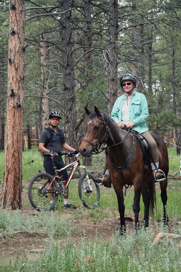 Bike yielding to Equestrian on Trail
