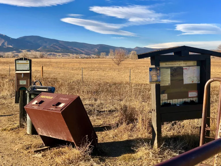 Eagle Trailhead reg board and trash cans