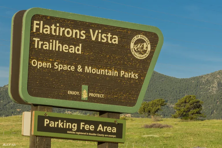 Flatirons Vista Trailhead sign