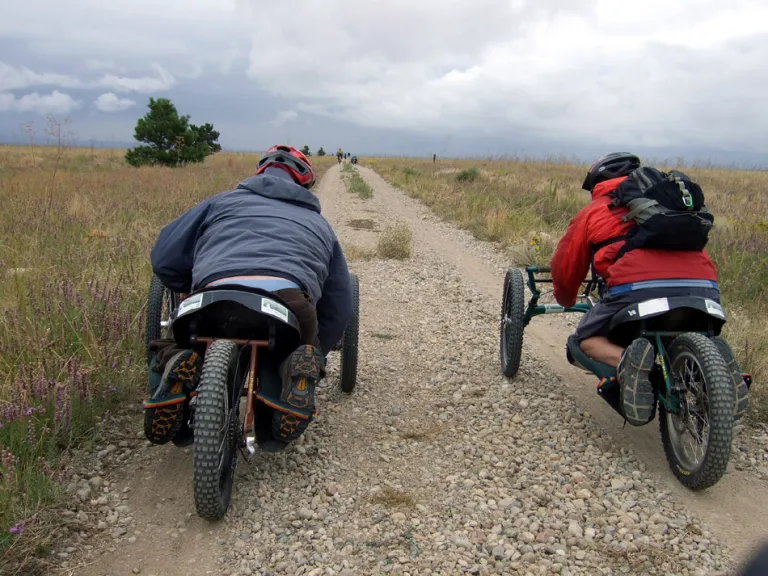 Two handcyclers on Greenbelt Plateau Trail