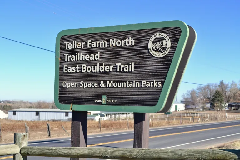 Teller Farm North Trailhead sign