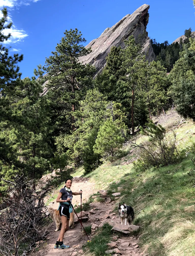 Hiker on Flatirons Loop Trail