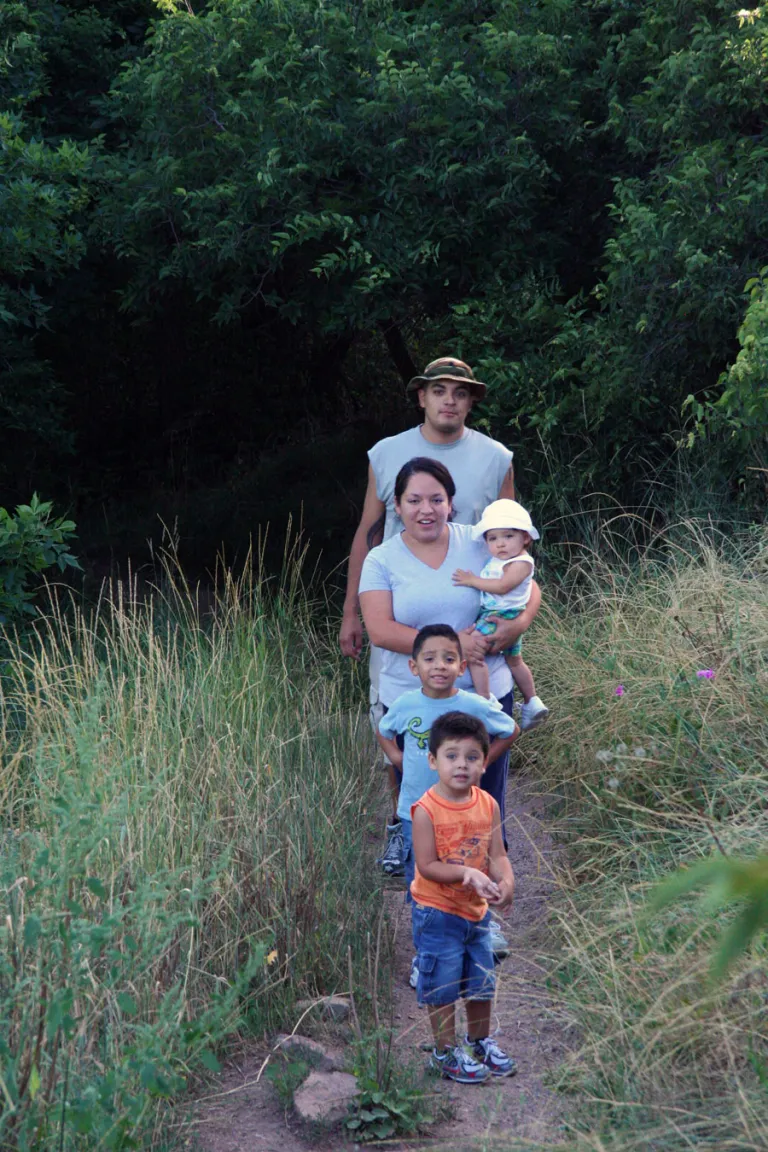 Family hiking on McClintock Lower Trail