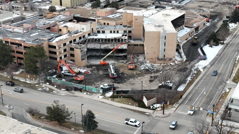Boulder Community Hospital deconstruction aerial photograph