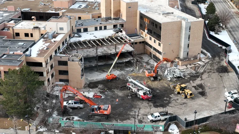 Boulder Community Hospital deconstruction aerial photograph
