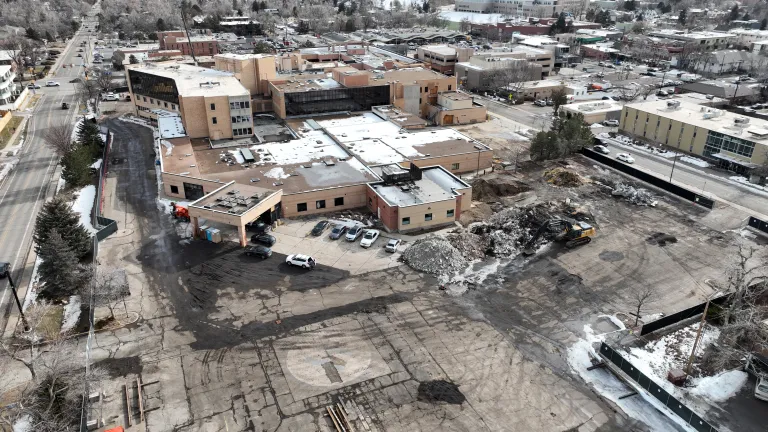 Boulder Community Hospital deconstruction aerial photograph