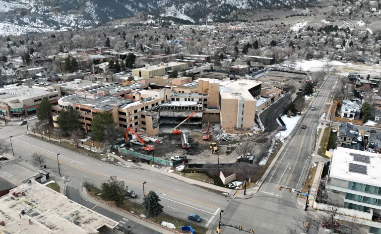 Boulder Community Hospital deconstruction aerial photograph