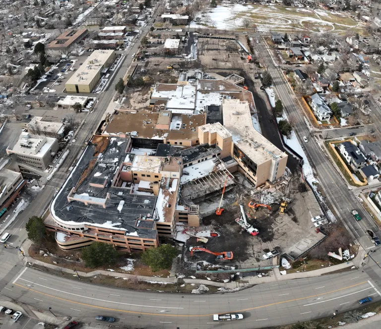 Boulder Community Hospital deconstruction aerial photograph