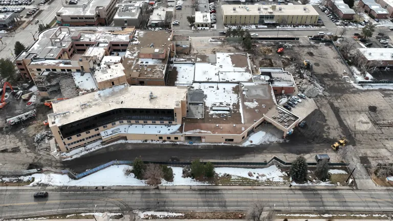 Boulder Community Hospital deconstruction aerial photograph