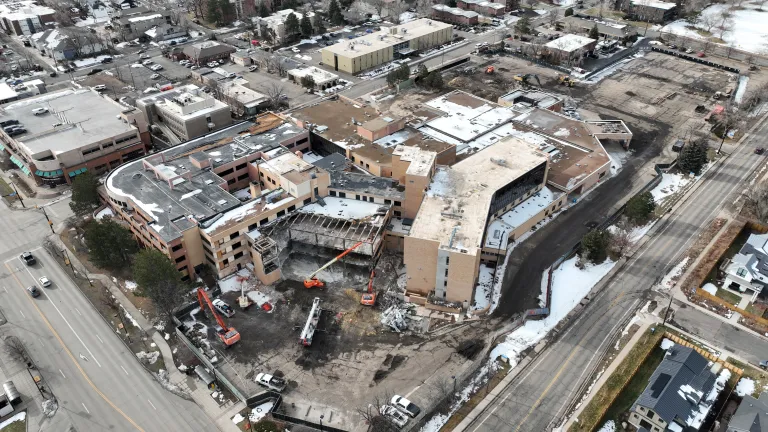 Boulder Community Hospital deconstruction aerial photograph